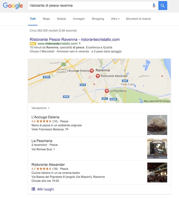 5 cose da sapere per vendere oggi 1 Mappa di ricerca di un ristorante su Google per aiutare a vendere